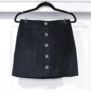 Reformation X Veda Suede Leather Black Small Mini Skirt